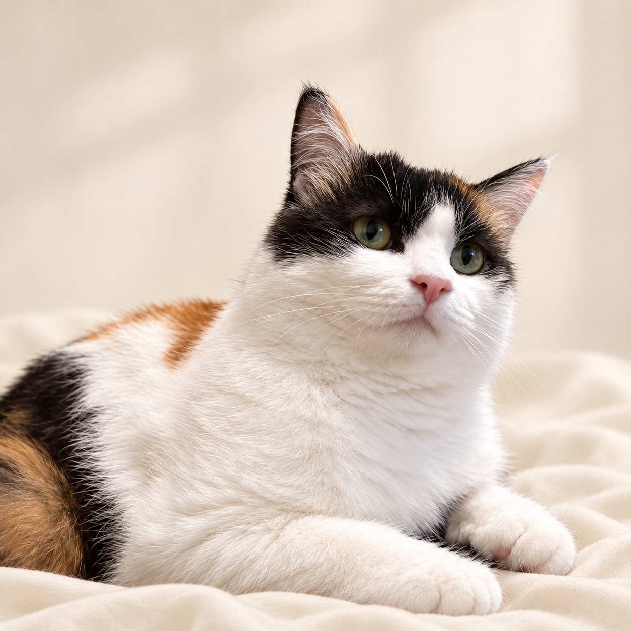 三花猫奶牛，保留黑、白、橘三色真实花纹